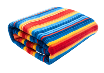 Beach towel with stripped pattern isolated on transparent background