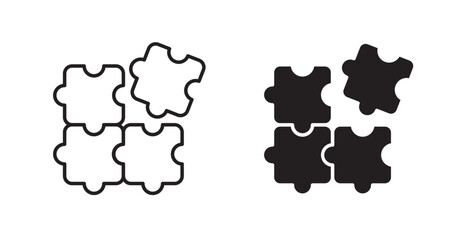 Puzzle pieces line icon vector set.