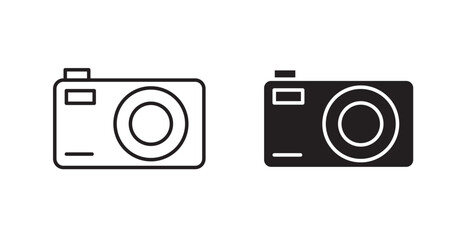 Retro camera line icon vector set.
