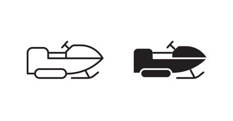 Snowmobile line icon vector set.