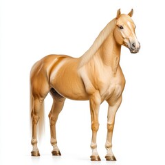 Obraz premium Palomino Horse Studio Portrait Against White Background