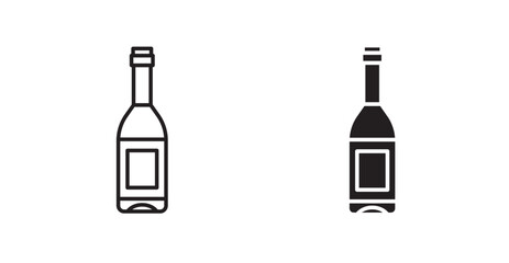 Wine bottle line icon vector set.