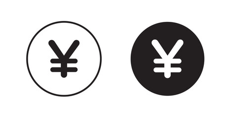 Yen line icon vector set.