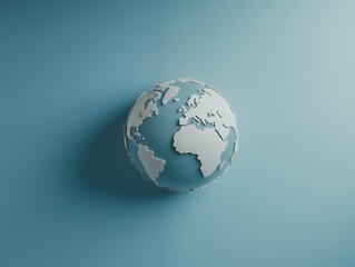 Fototapeta premium Simple Elegant 3D Earth Globe Minimalist Blue Background Design map eco world clean white