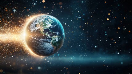 Fototapeta premium A timeline of Earth energy evolution from fossil fuels to renewables
