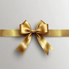 Fototapeta premium 3D Realistic Golden Ribbon Bow. Holiday illustration of gold ribbons on a white background.