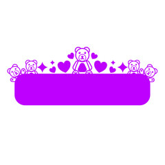 purple cute bear banner topic and heart