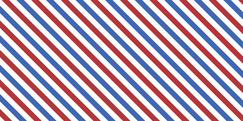 Obraz premium Classic barber background with red, blue and white stripes - vector illustration