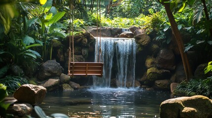 Tropical Waterfall Garden Swing