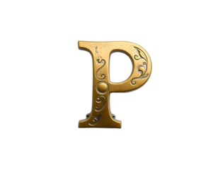 Gold Greek letter P uppercase isolated on transparent background