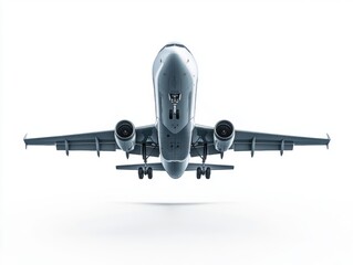 Airplane flying through a clear sky above a landscape