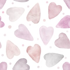 Heart seamless pattern. Romantic background with love symbol. Wedding decorative wall paper in pink pastel colors.