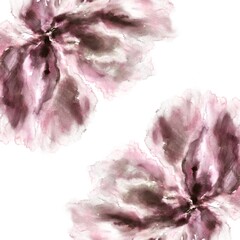 Floral frame. Birthday or wedding greeting card. Pink abstract hand drawn flowers