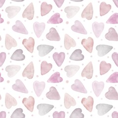 Heart seamless pattern. Romantic background with love symbol. Wedding decorative wall paper in pink pastel colors.