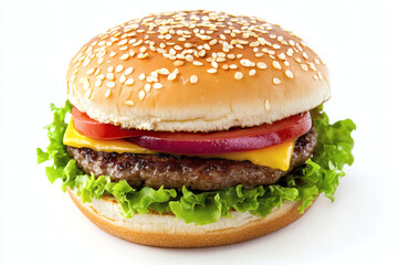Classic Hamburger Isolated on White Background
