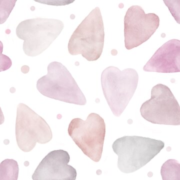 Heart seamless pattern. Romantic background with love symbol. Wedding decorative wall paper in pink pastel colors.