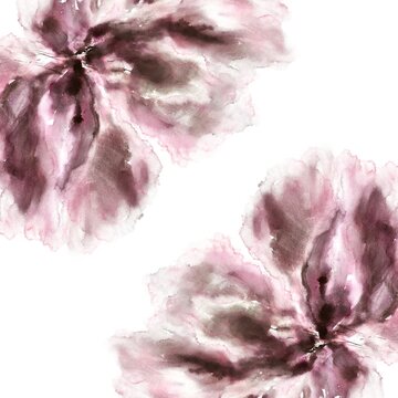 Floral frame. Birthday or wedding greeting card. Pink abstract hand drawn flowers