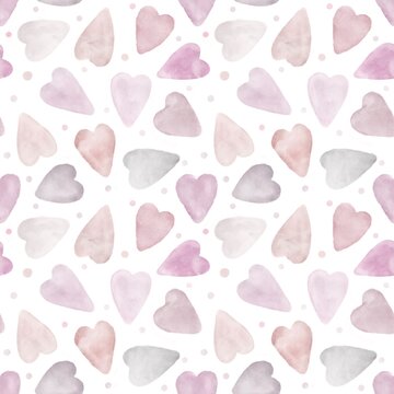Heart seamless pattern. Romantic background with love symbol. Wedding decorative wall paper in pink pastel colors.