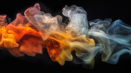 Vibrant swirling smoke clouds against a dark background creating a mystical atmosphere