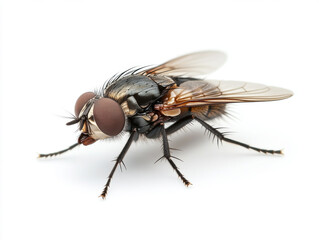 Fototapeta premium Close-up view of a fly showcasing intricate details and features
