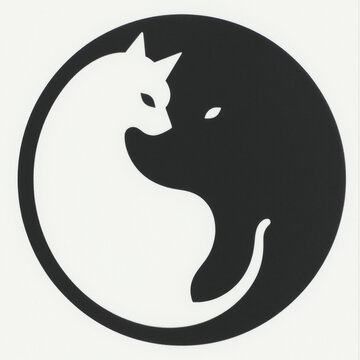 white cat in ying and yang style