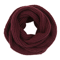 Luxurious burgundy knit infinity scarf drapes gracefully showcasing its cozy allure Perfect for cold weather fashion
