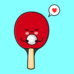 Cute Ping Pong Paddle. Adorable Table Tennis Racket with Heart