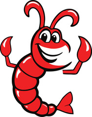 shrimp vector mascot illustration white background