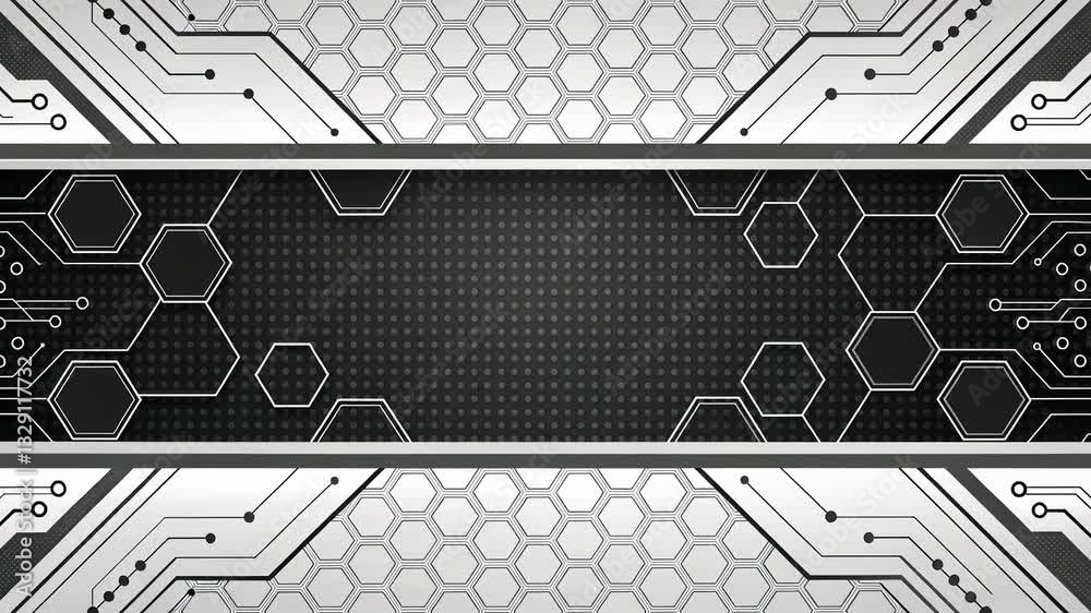 Wall mural futuristic and technology background concept, futuristic circuit design background with hexagons.