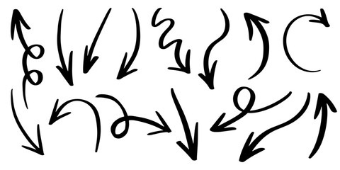 Set of Hand drawn vector arrows doodle on white background. design element vector illustration.