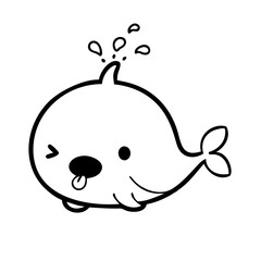 Obraz premium whale Kawaii Underwater Animals Minimal Vector Icon