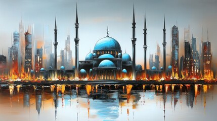 Fototapeta premium A Beautiful Painting Of An Iconic Religious Structure