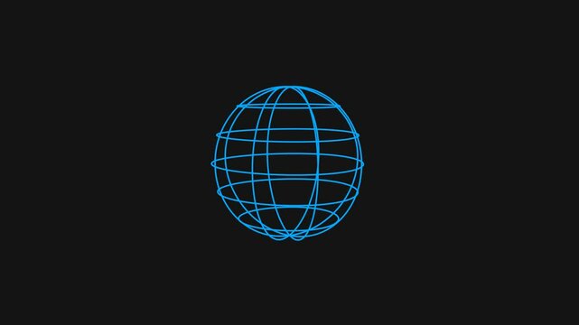 Globe Blue with Futuristic Rotating  grid Lines – Horizontal Spin from Left to Right