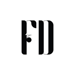 FD monogram logo design letter text name symbol monochrome logotype alphabet character simple logo
