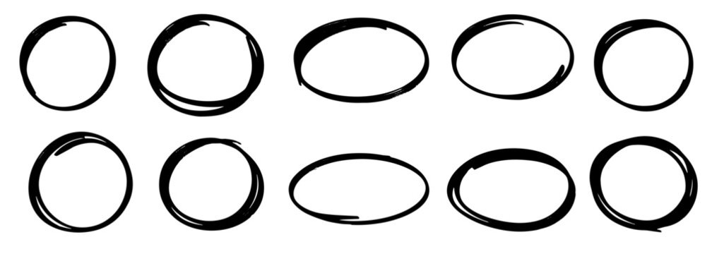 Hand drawn cartoon circle line vector illustration doodle sketch style for concept design.