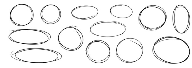 Hand drawn cartoon circle line vector illustration doodle sketch style for concept design.