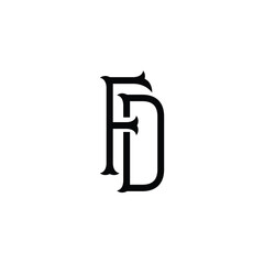 FD monogram logo design letter text name symbol monochrome logotype alphabet character simple logo