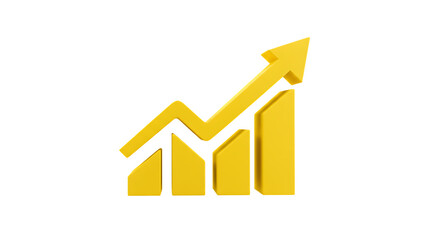 Golden 3D Growth Chart Arrow Success Business Finance data goal graph trend black clean upward      