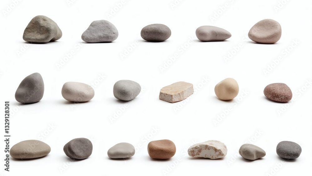 Aufkleber collection of various shapes and sizes of smooth stones
