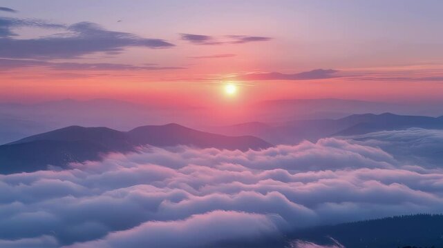 Breathtaking 4k timelapse of an autumn sunset over slovakian mountains, showcasing a dramatic weather inversion and ethereal cloudscape above the clouds