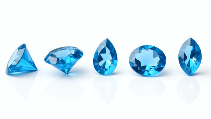 Fototapeta premium various shaped blue gems arranged in a row, showcasing their brilliance and unique cuts