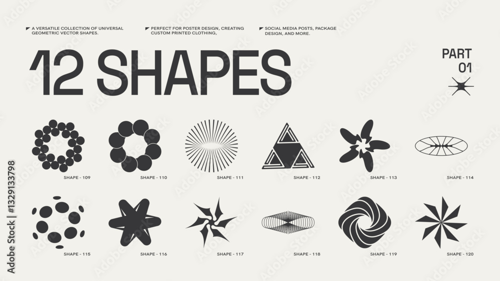 Wall mural universal trendy geometric shapes set , bright bold elements composition. design forms perfect for p