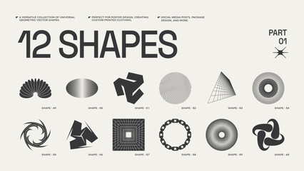 Universal trendy geometric shapes set , bright bold elements composition. Design forms perfect for poster designs, custom-printed clothing, fashion, social media templates