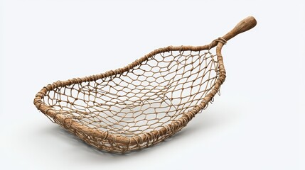A vintage wooden fishing net with a rope mesh design, ideal for rustic decor or fishing-related themes.