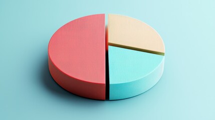 Obraz premium Financial Inclusion savings concept. Colorful pie chart with textured sections on a pastel background.
