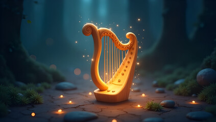 Wondrous Harmony: The Mystical Harp's Magical Aura