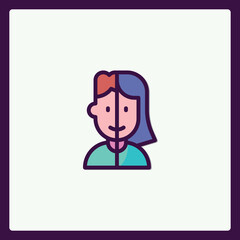 Gender diversity illustration, split face icon representing social harmony