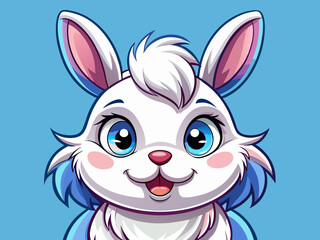 vector of  Adorable white bunny cartoon illustration with a beautiful face, isolated on a background.