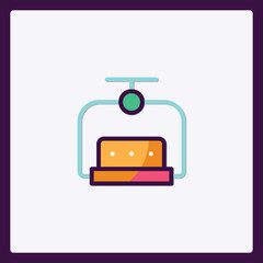 Vibrant Ski Lift Icon Symbolizing Winter Sports and Mountain Tourism