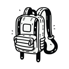 Naklejka premium Simple Backpack Line Art Illustration for Casual Travel and Daily Use